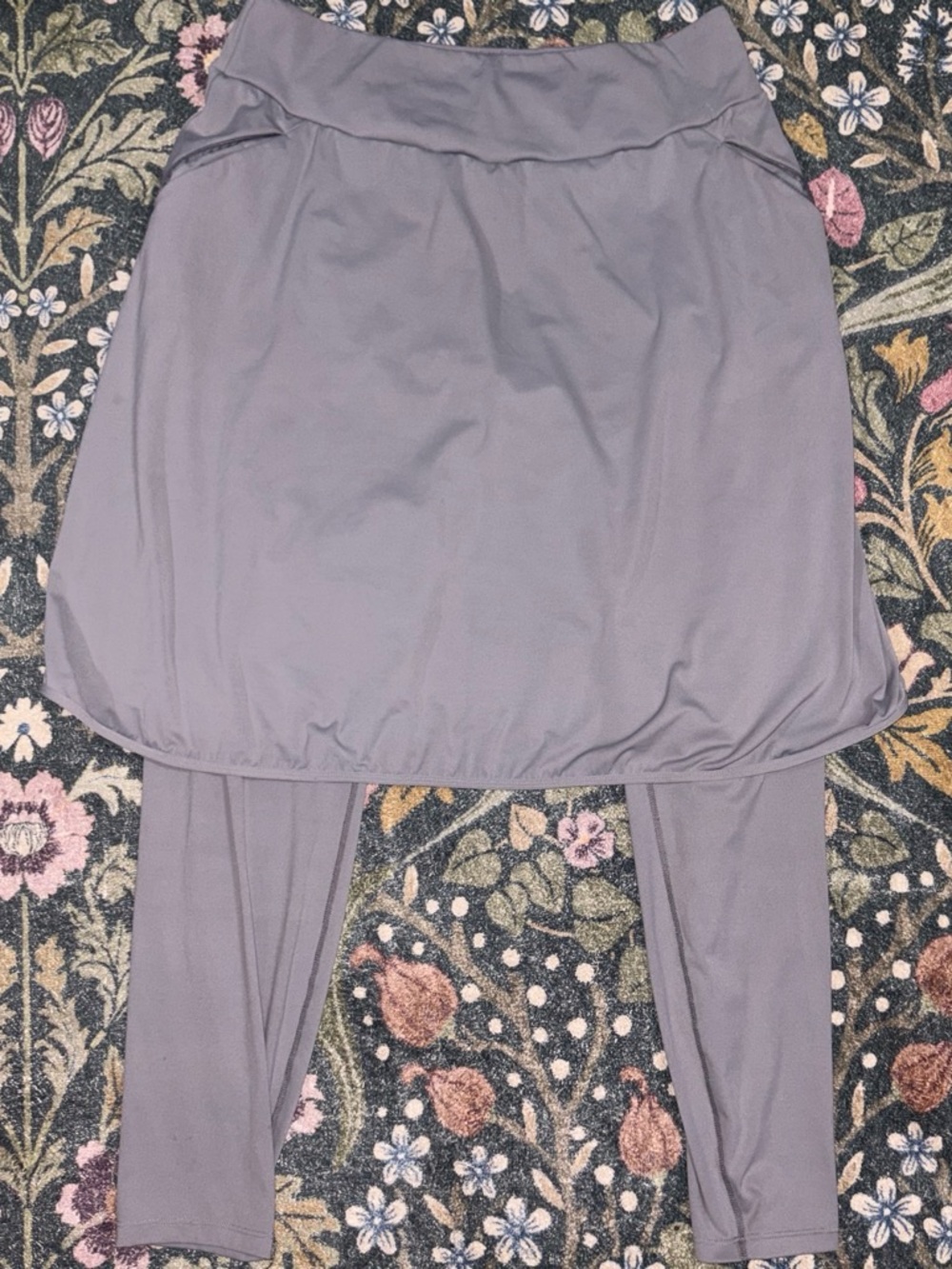 Women's Lavender-Gray Skirted Leggings - Pull-On Active Skirt